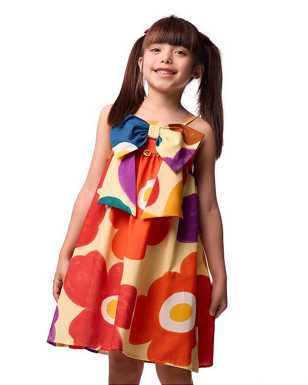 Vestido Alças Maxi Flores Coloridas