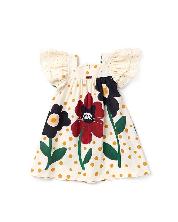 Vestido Flores E Bolas