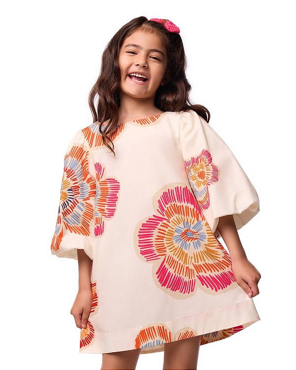 Vestido Floral Canetinhas C/ Laço Teen