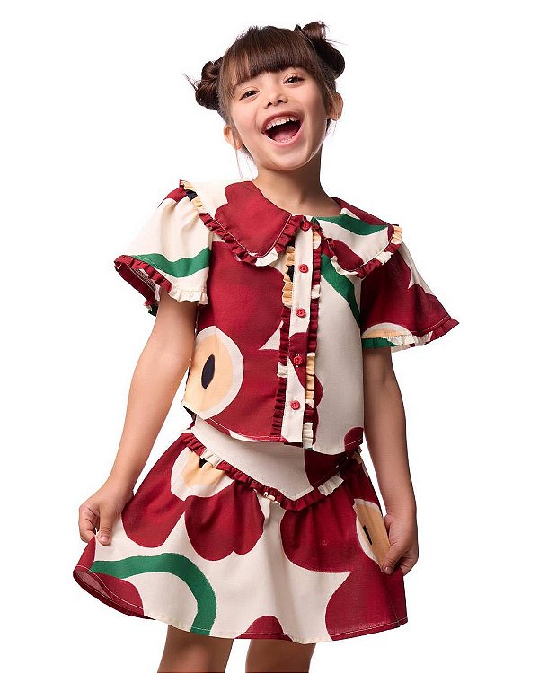 Conjunto Maxi Flor Vermelho M/c