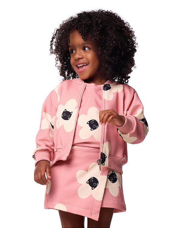 Kit 3 Peças Moletom Cara De Gato