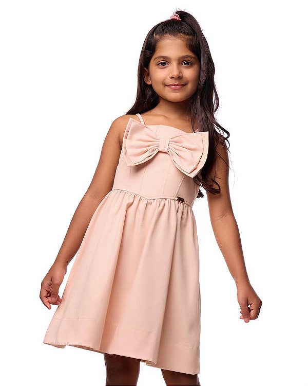 Vestido Alças Com Laço Sarja