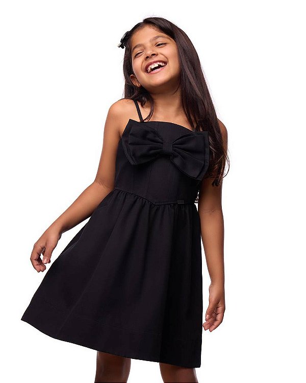 Vestido Alças Com Laço Sarja