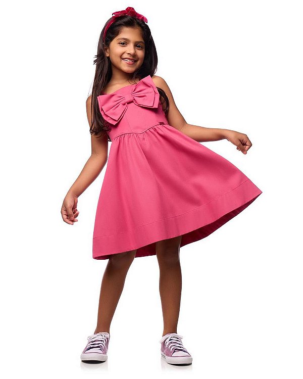 Vestido Alças Com Laço Sarja