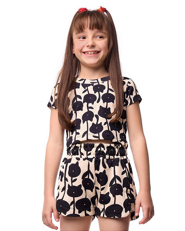 Conjunto Shorts E Top Pé De Gato Kids
