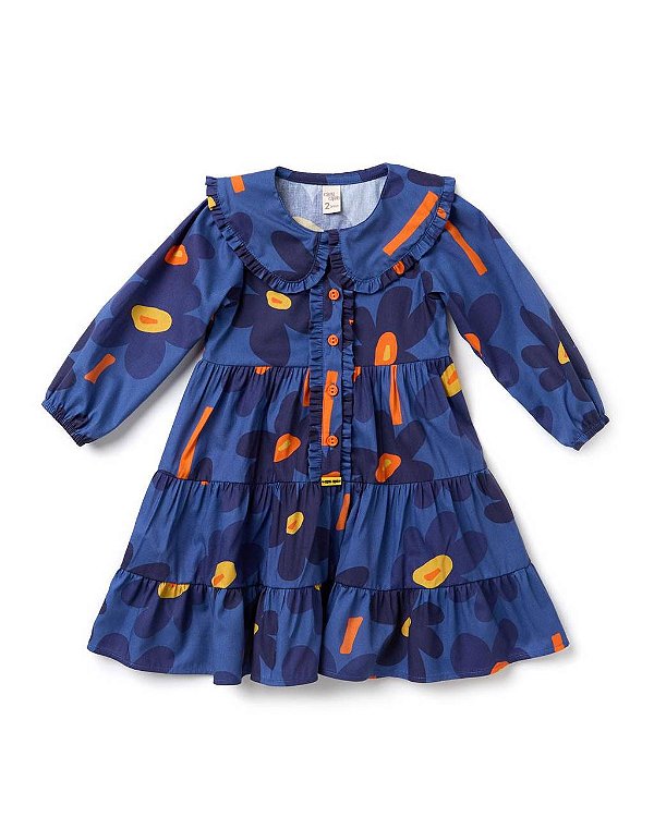 Vestido Margaridas Azuis M/l