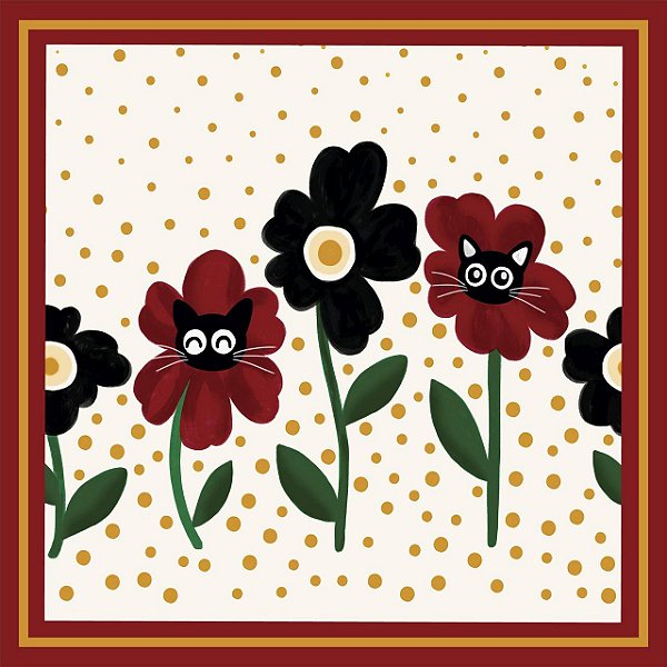 Lenço Estampado Flores E Bolas