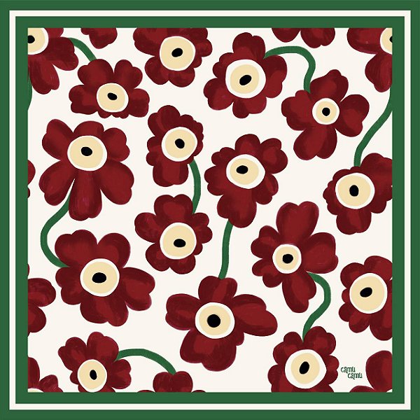 Lenço Estampado Maxi Flor Vermelho
