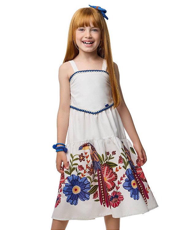 Vestido Alças Tucano Ponto Cruz Kids