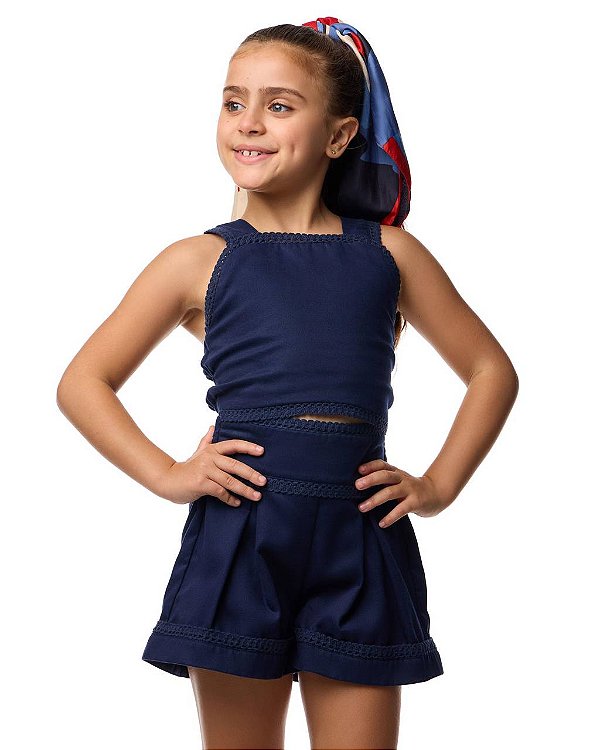 Conjunto Shorts E Top Marinho Kids