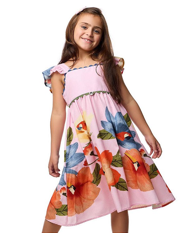 Vestido Jardim Rosa Kids