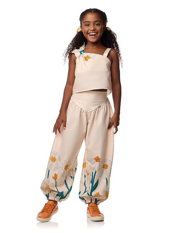 Conjunto Top E Calça Aladim Estampa Paz