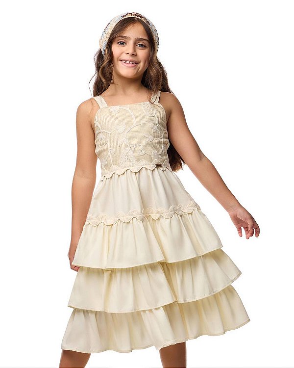 Vestido Midi Bordado Maxi Sianinhas Teen