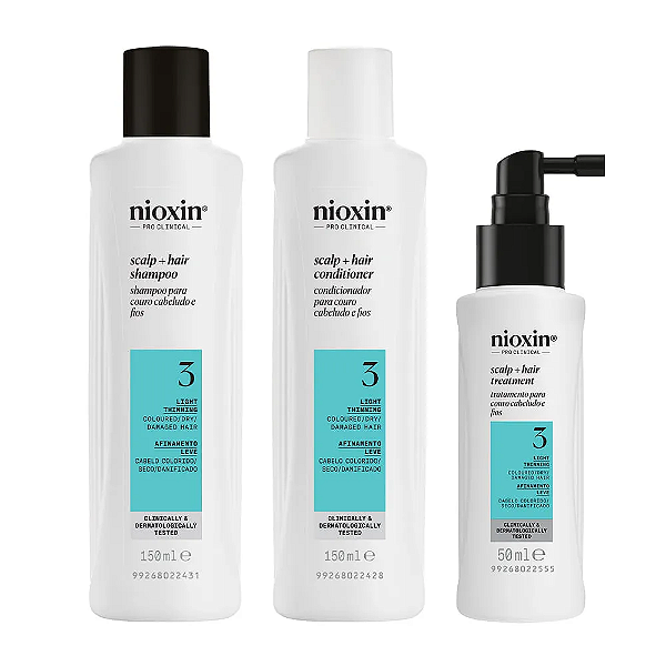 Wella Professionals Nioxin System 3 - Kit 150+150+50ml - Cabelo colorido, afinamento leve