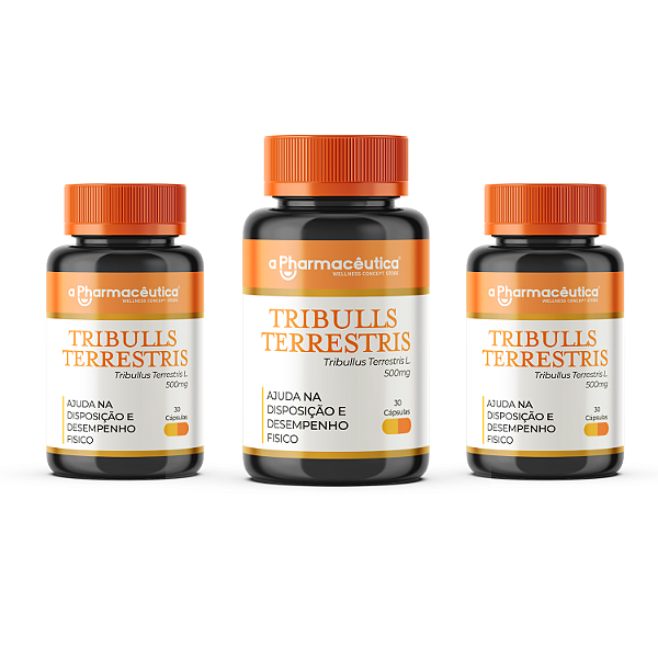 3 Potes - Tribullus Terrestris 500mg 30 Cápsulas