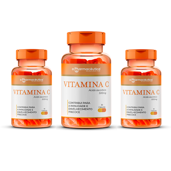 3 Potes - Vitamina C 500mg - 30 Cápsulas