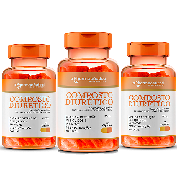 Composto Diurético - 3 potes de 60 cápsulas cada