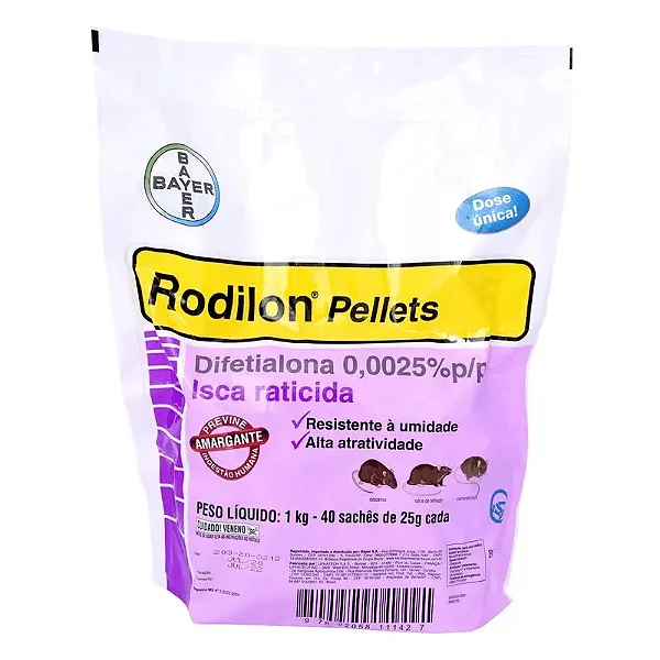 RODILON PELLETS 1KG (40 SACHES DE 25GRS) ENVU Original com NFE