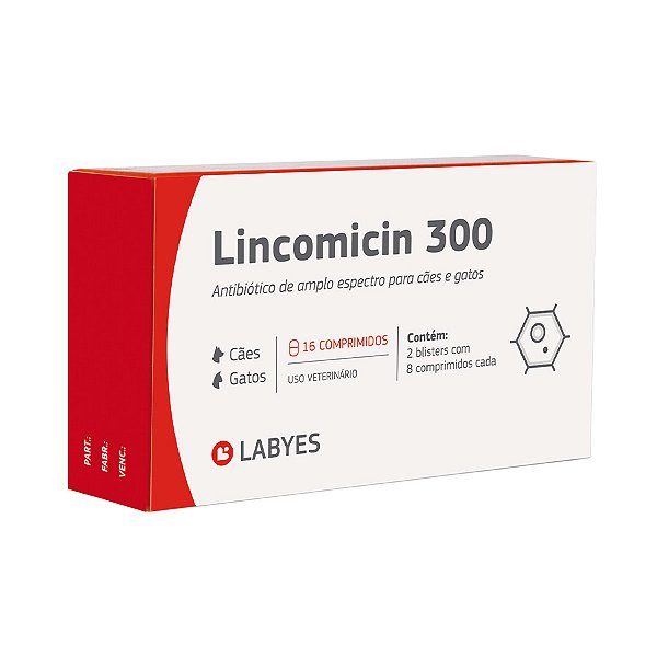 LINCOMICIN 300 16 COMPRIMIDOS CAES E GATOS LABYES