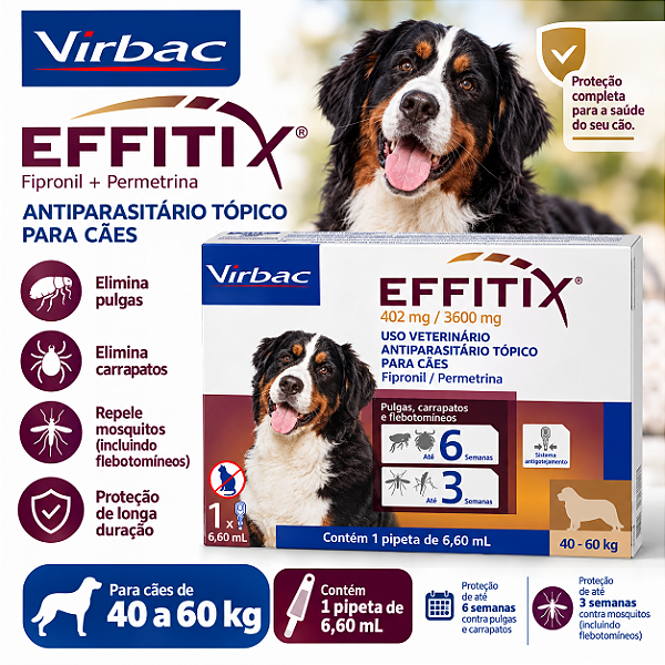 EFFITIX CAES 40 A 60 KG - 1X PIPETA 6,60ML VIRBAC