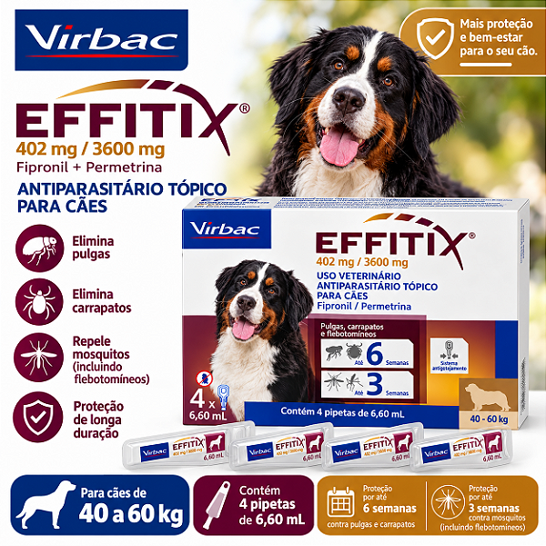 EFFITIX CAES 40 A 60 KG - 4X PIPETAS 6,60ML VIRBAC