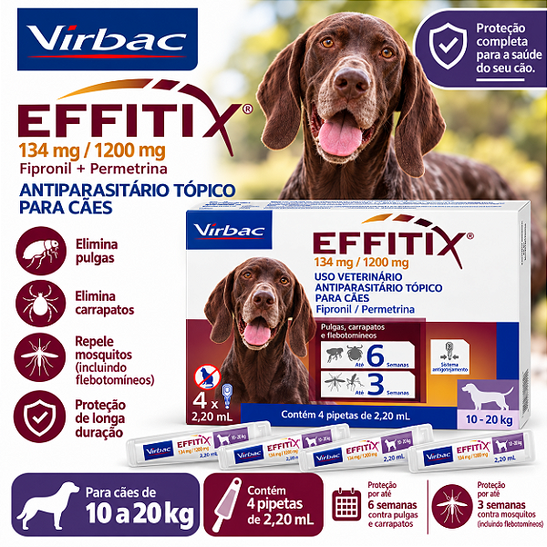 EFFITIX CAES 10 A 20 KG - 4X PIPETAS 2,20ML VIRBAC