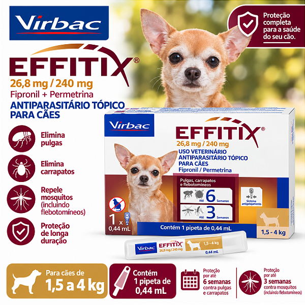 EFFITIX CAES 1,5 A 4 KG - 1X PIPETA 0,44ML VIRBAC