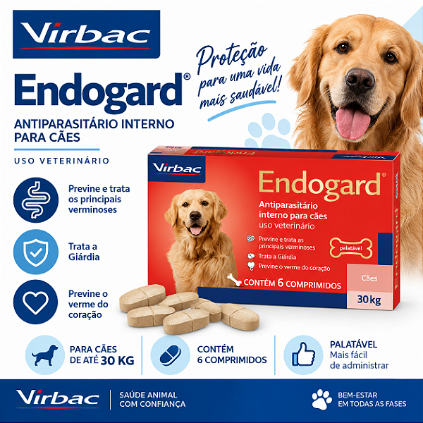 ENDOGARD 30 KG C/ 6 COMPRIMIDOS VIRBAC
