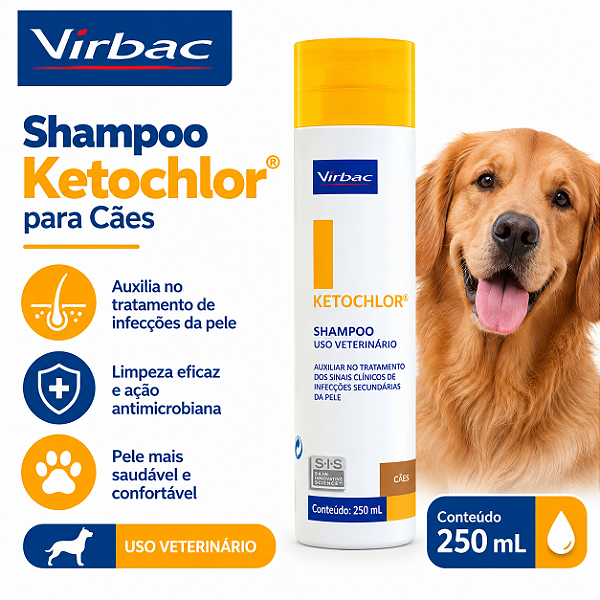 SHAMPOO VIRBAC 250ML KETOCHLOR PARA CÃES VIRBAC