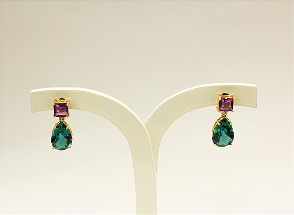 Brincos gota carré zircônia