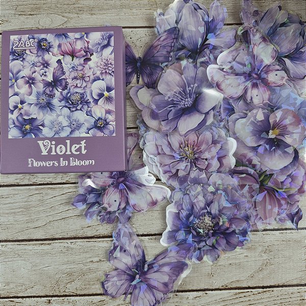 Adesivos flores Violetas e borboletas