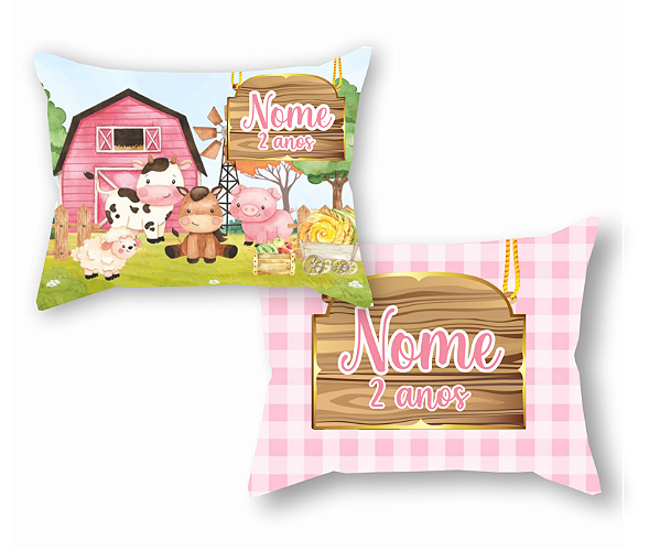 Almofada Personalizada Lembrancinha Fazendinha Rosa