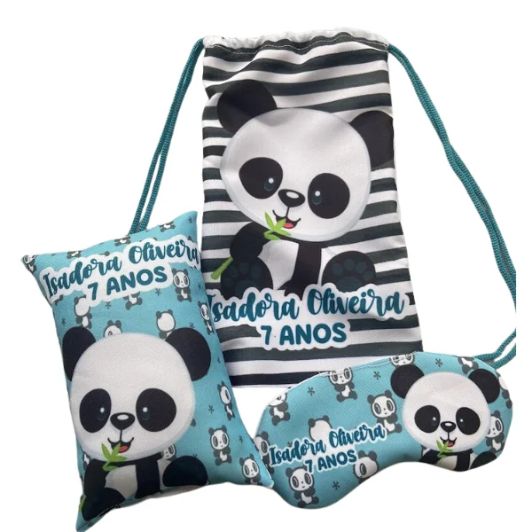 20 Kits de Mochilinha Almofada e Tapa Olho