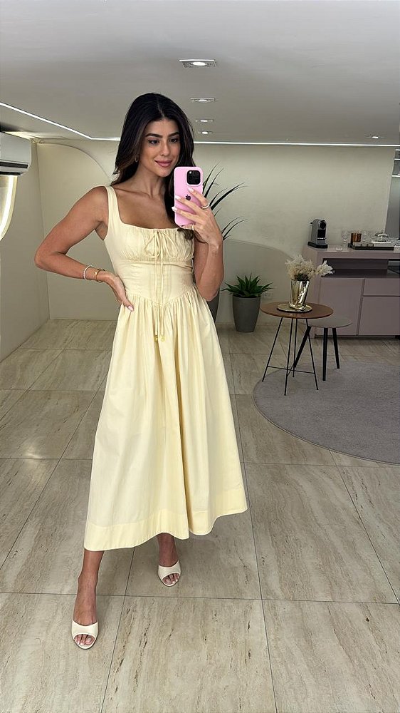Vestido Acinturado Em Algodão