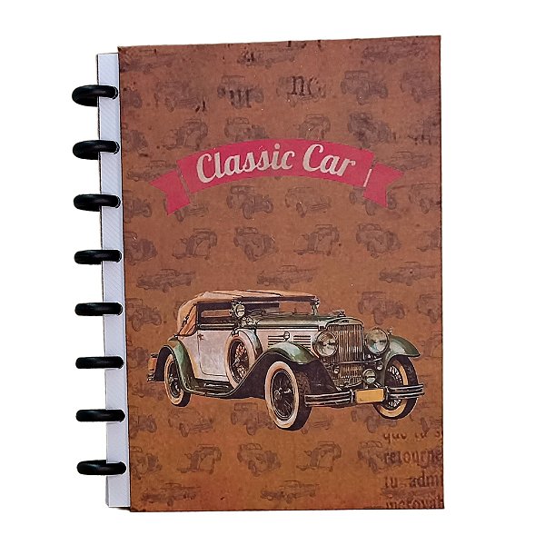 CADERNO DE DISCO A5 CAPA DURA CLASSIC CAR 1 COM 50 FOLHAS (SEM PAUTA) DE 120G - UND