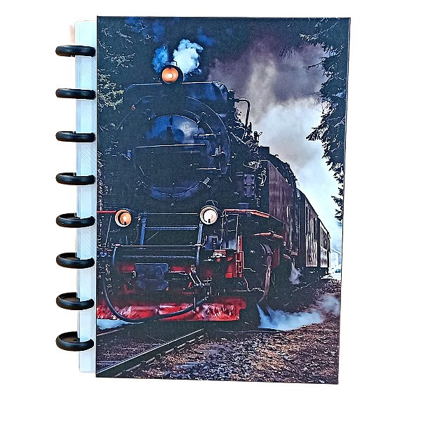 CADERNO DE DISCO A5 CAPA DURA TREM COM 50 FOLHAS (SEM PAUTA) DE 120G - UND