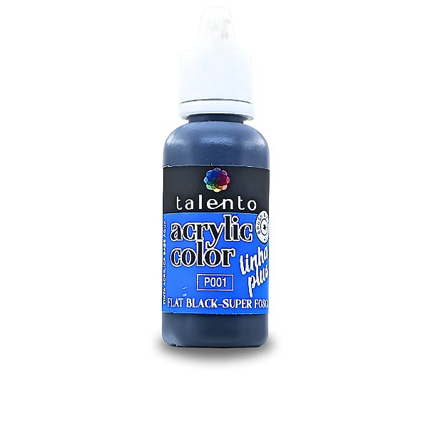 ACRYLIC COLOR P001 -FLAT BLACK-SUPER FOSCA- LINHA PLUS-20ML UND