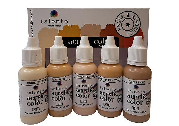 KIT ACRYLIC COLOR FLESH TONES-20ML (5 FRASCOS DE 20ML CADA)