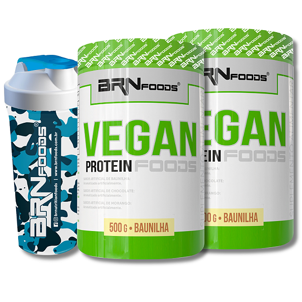 Kit 2x Vegan Protein 500g + Coqueteleira 600ml - BRN Foods