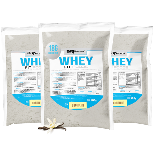 Kit 3x Whey Protein Fit Foods 500g - BRN Foods