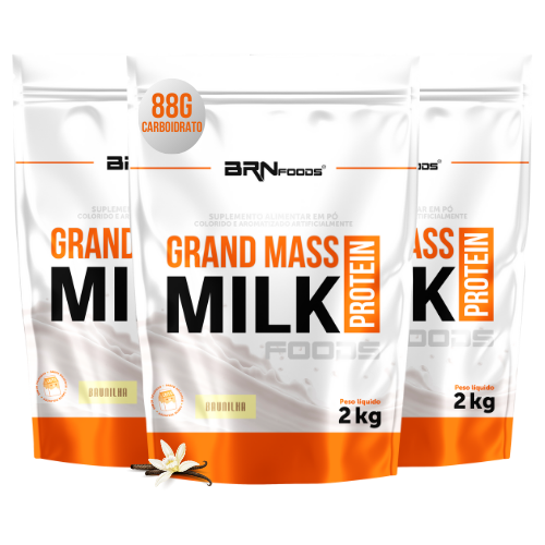Kit 3x Grand Mass Milk Hipercalórico 2kg - BRN Foods