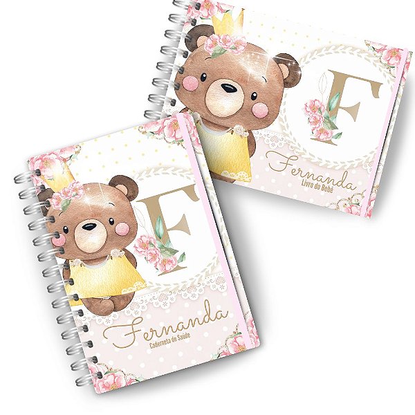 Kit Maternidade: ( Caderneta + Livro do Bebê) - Ursa Princesa