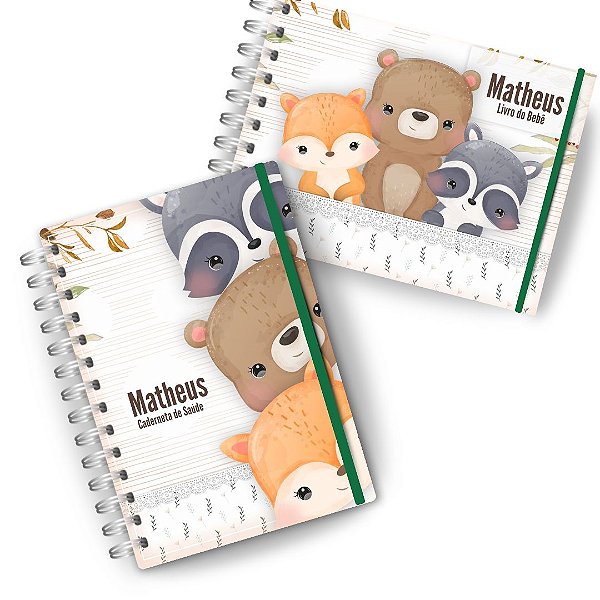 Kit Maternidade: ( Caderneta + Livro do Bebê)- Floresta