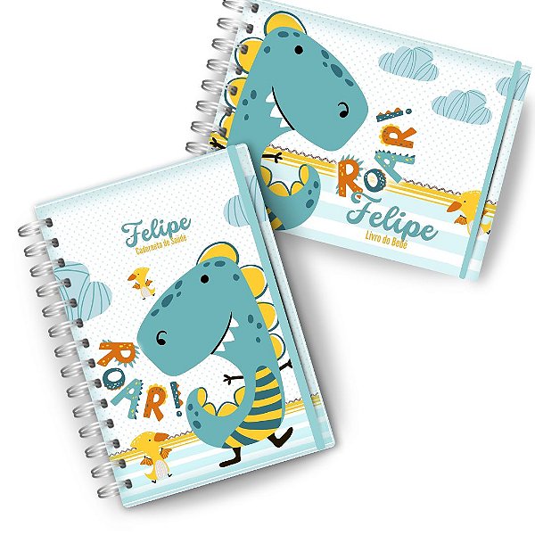 Kit Maternidade: ( Caderneta + Livro do Bebê)- Dinossauro
