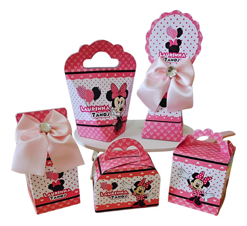 Kit 15 Festa Minnie : Personalizados | Caixinha | Brindes