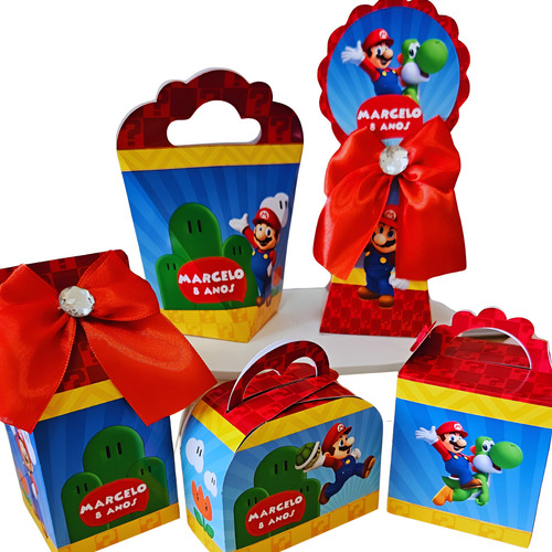 Kit 15 Festa Super Mario : Personalizados | Caixinhas