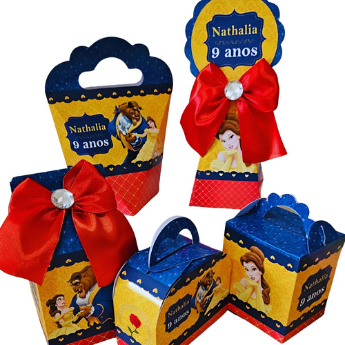 Kit 15 Festa Bela e A Fera : Caixinhas Personalizadas