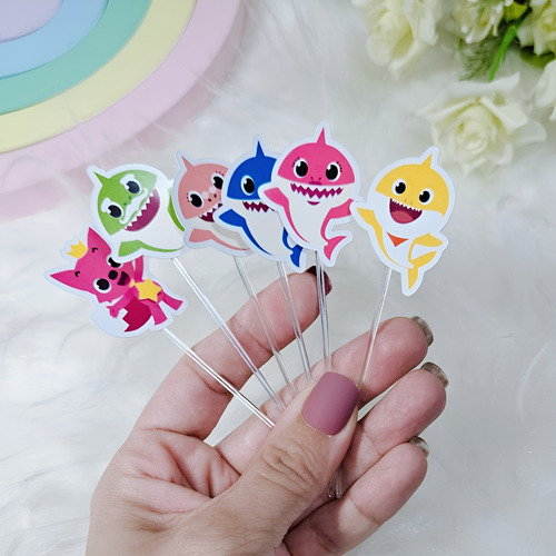 50 Tags Toppers Para Doces Docinhos Baby Shark