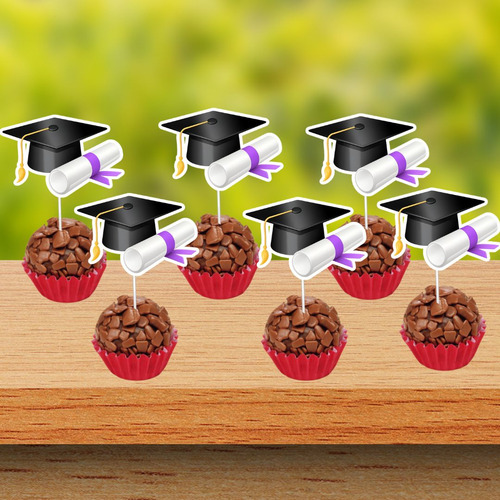 50 Tags Toppers Para Doces Docinhos Formatura Lilás