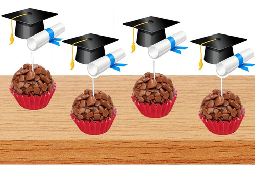 50 Tags Toppers Para Doces Docinhos Formatura Azul